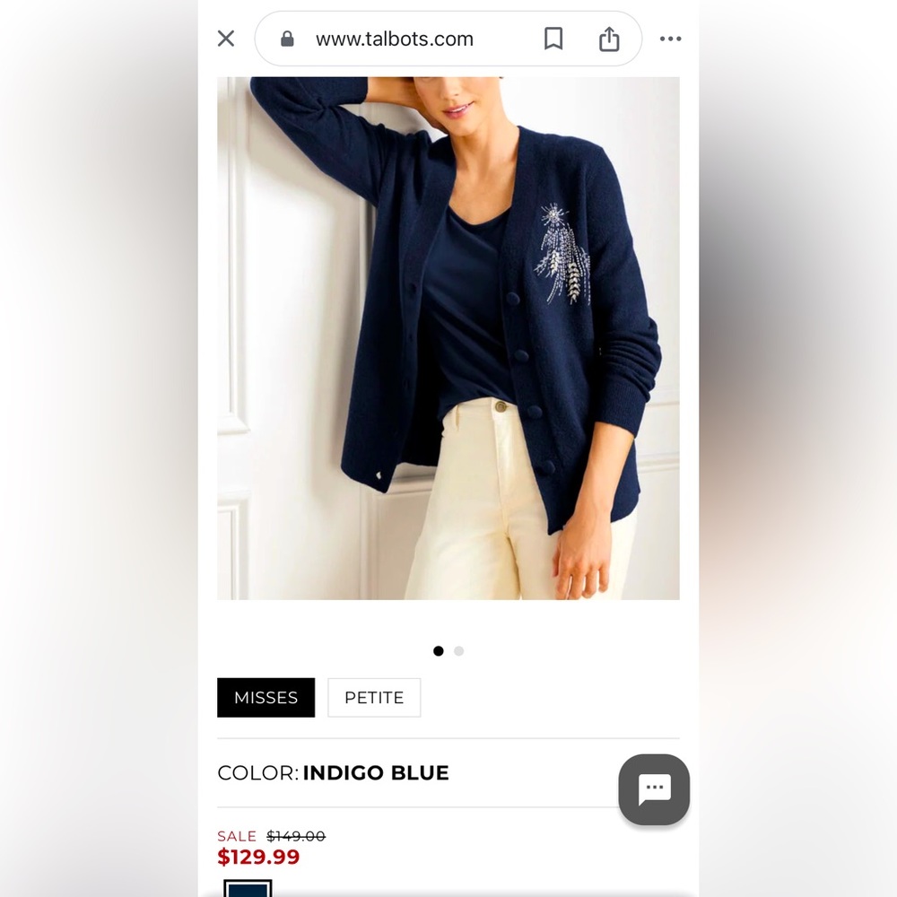 New in Packaging - TALBOTS - Jewel Button Cardigan - Size L